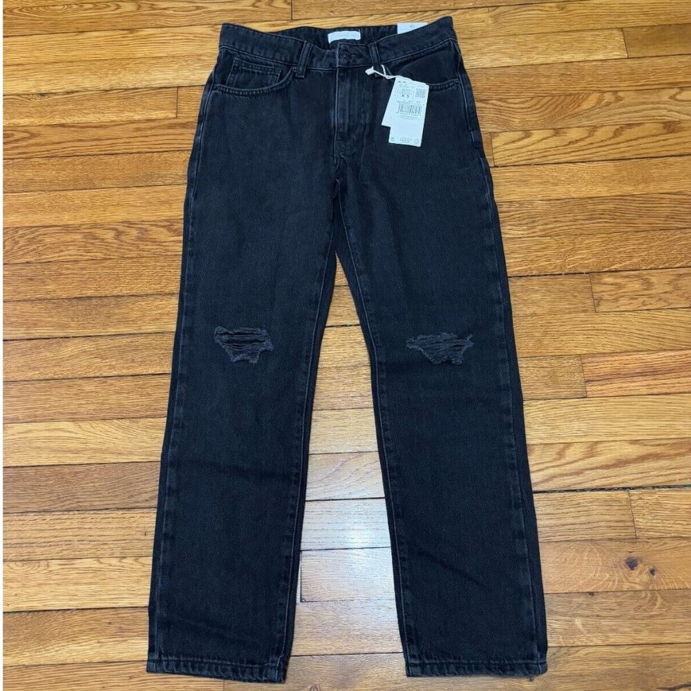 MNG Mango Boys Slim Jeans Size Teen XS 27x26 Black Distressed Denim NWT!